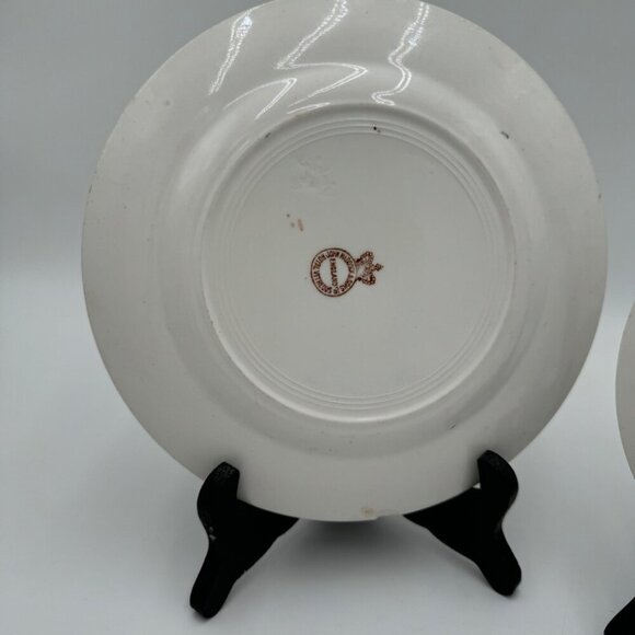 Vintage John Maddock and Sons Royal Vitreous Peacock Dessert Plate set of two - Picture 9 of 15